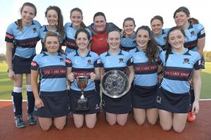 The victorious Armagh squad with League and Cup Trophies